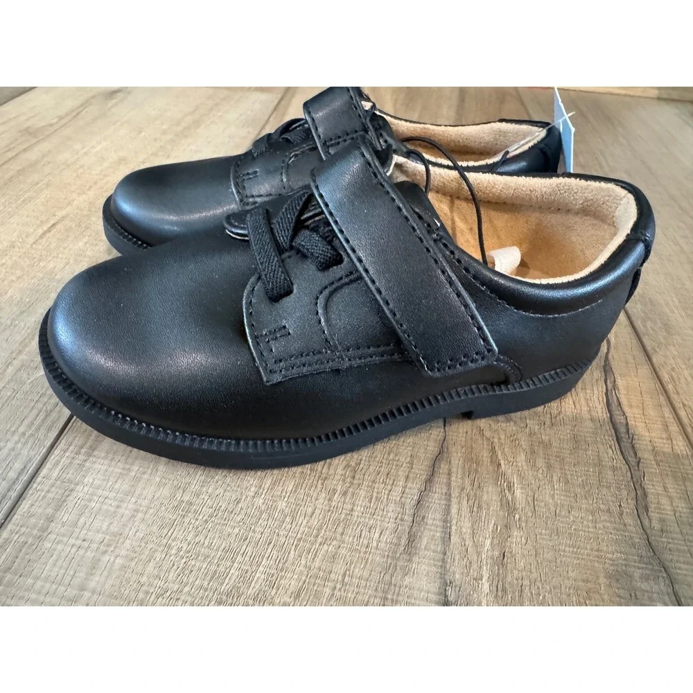 Cat & Jack Parker Dress Shoes Boys Size 8 Black Hook and Loop‎ Strap Wedding